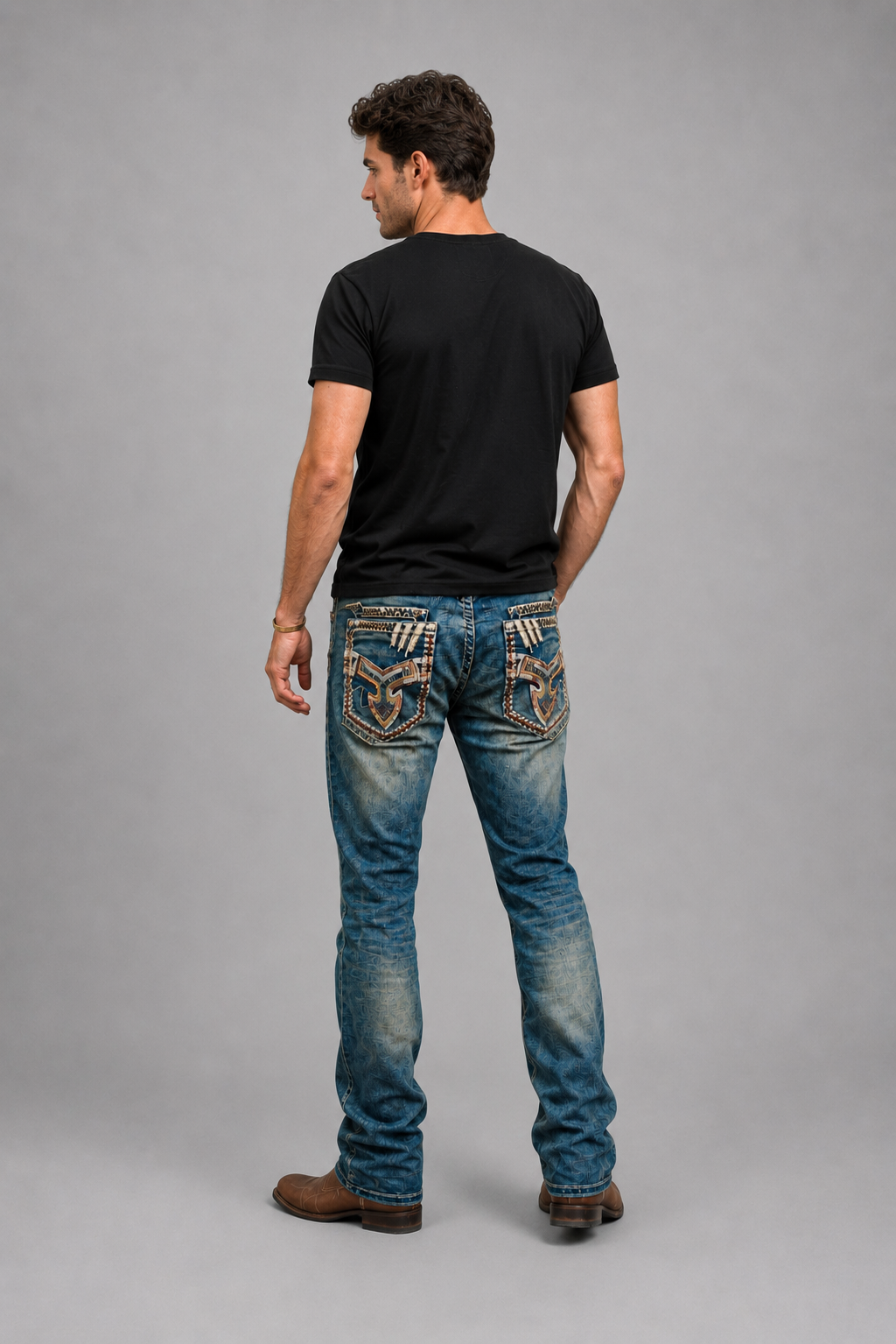 Eagle Warrior Men's Western Straight Stretch Jeans