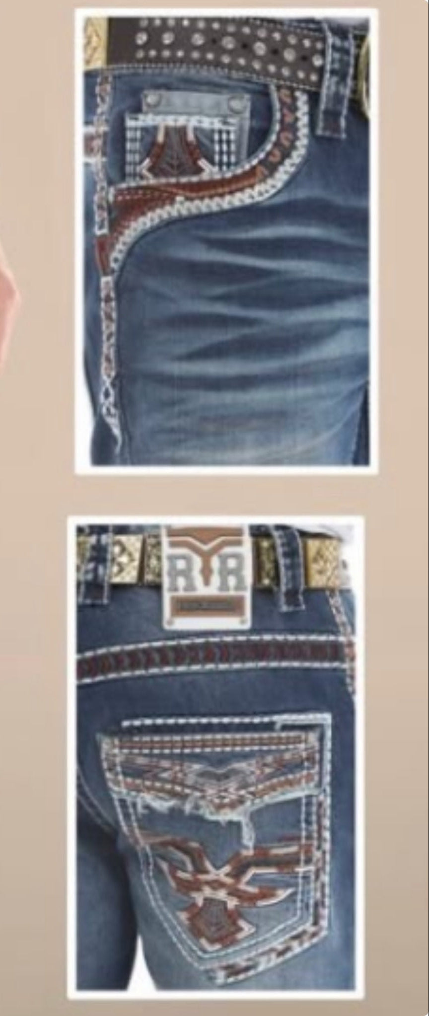 Rock Revolution Men's Western Straigth jeans in Dark wash indigo