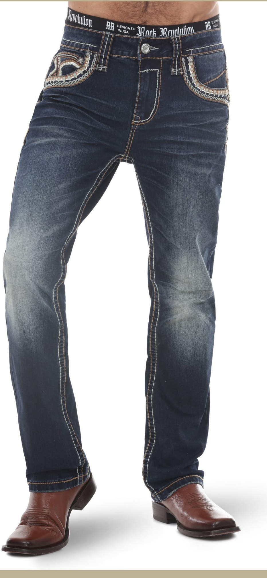 Rock Revolution Men’s straight fit jean in dark wash y-77
