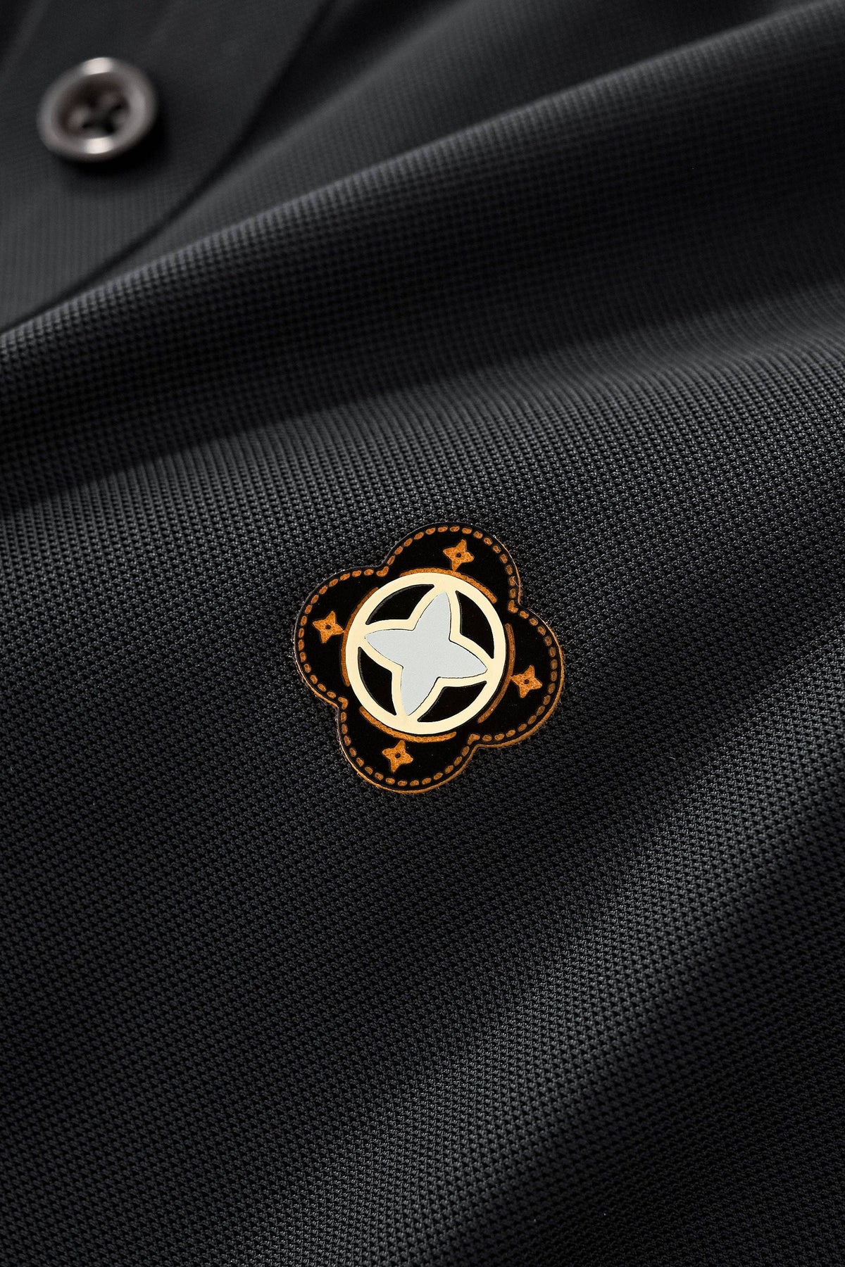 Pattern Trim Performance Polo – El Baron-BLACK