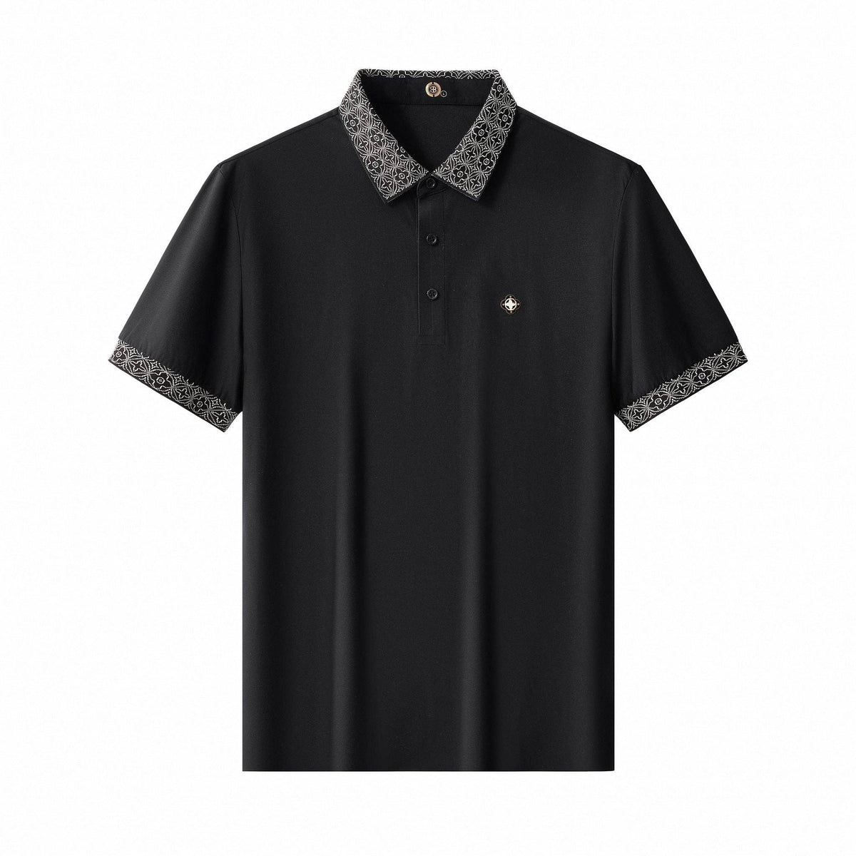 Pattern Trim Performance Polo – El Baron-BLACK