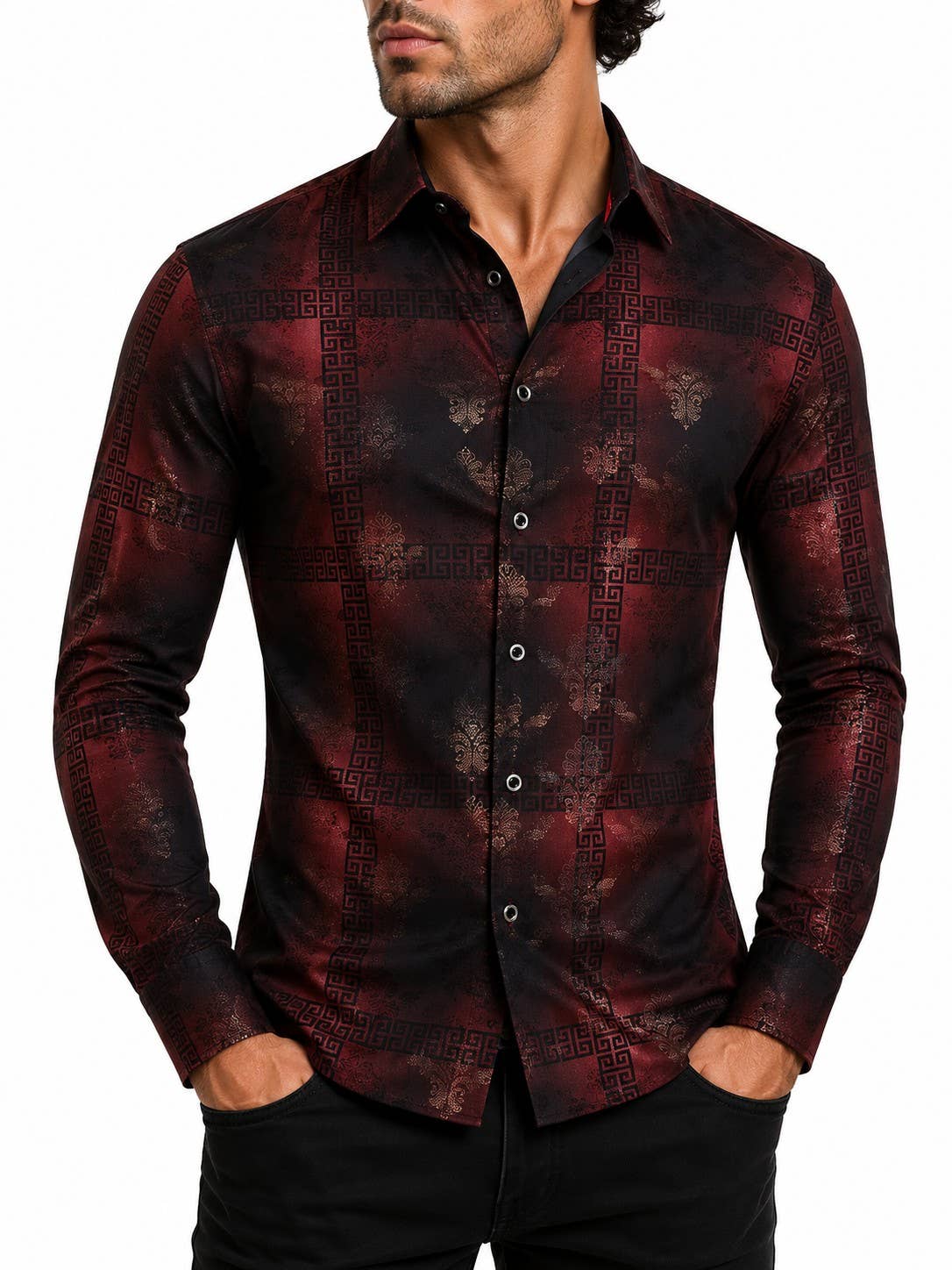FANCY FOIL PRINTED LONG SLEEVE SHIRT