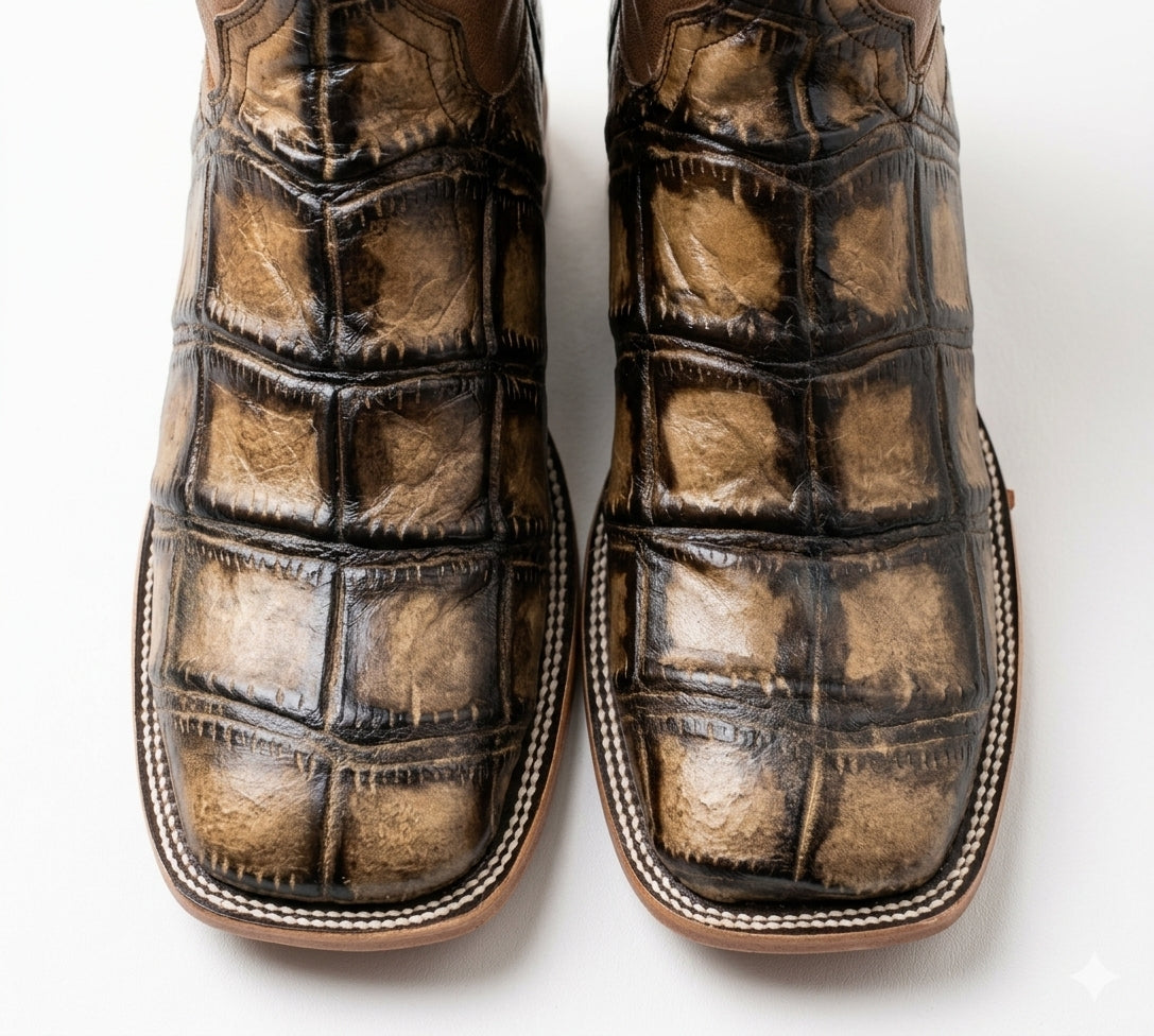 Men's Leather, American Jumbo print boots in Rustic Camel color