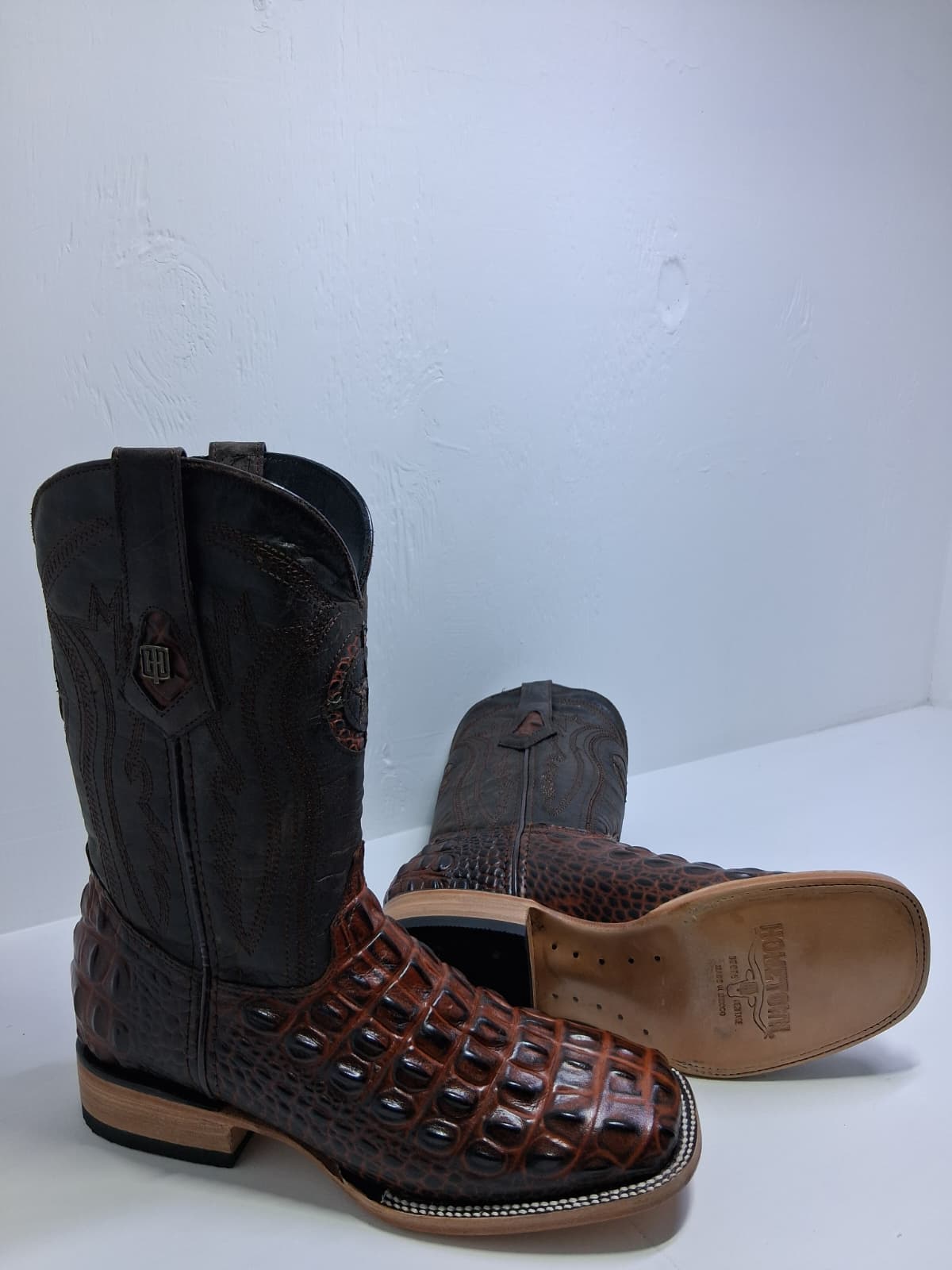 Men's Leather, Fuscus print Boots in Cognac