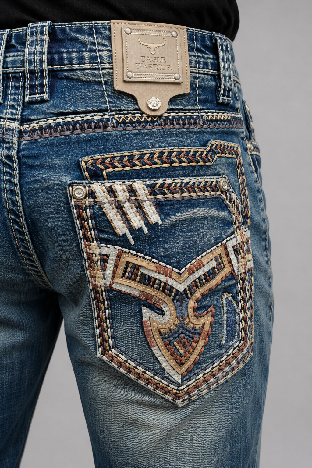 Eagle Warrior Men's Western Straight Stretch Jeans