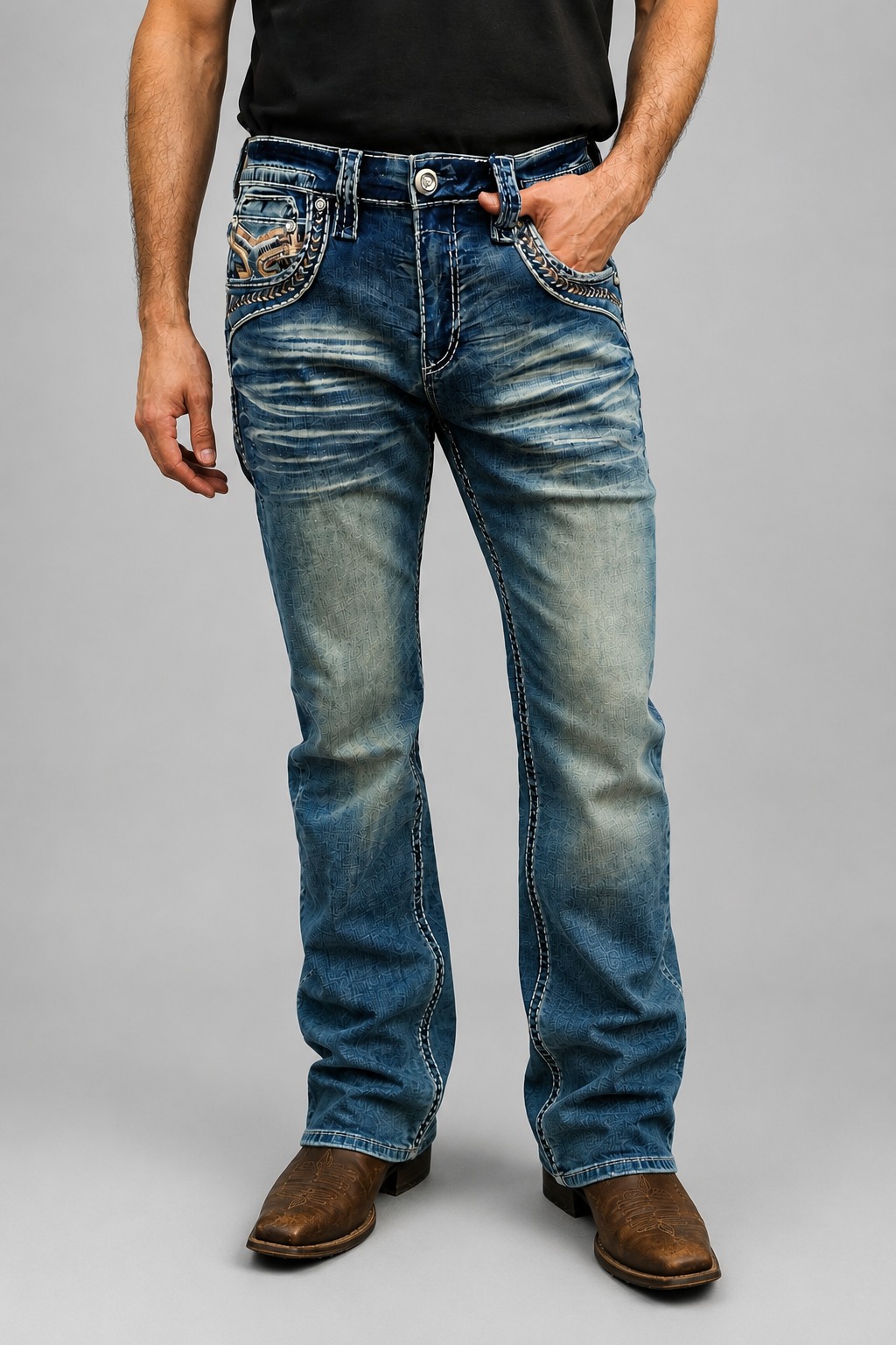 Eagle Warrior Men's Western Straight Stretch Jeans