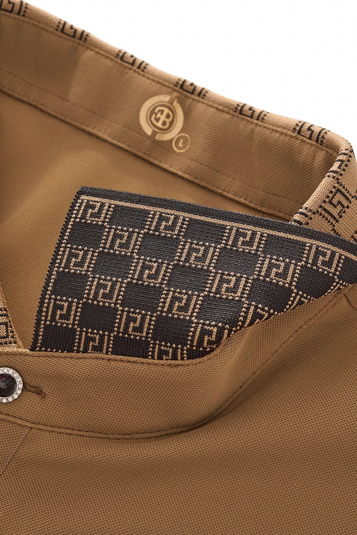 Monogram Trim Performance Polo - El baron-KHAKI