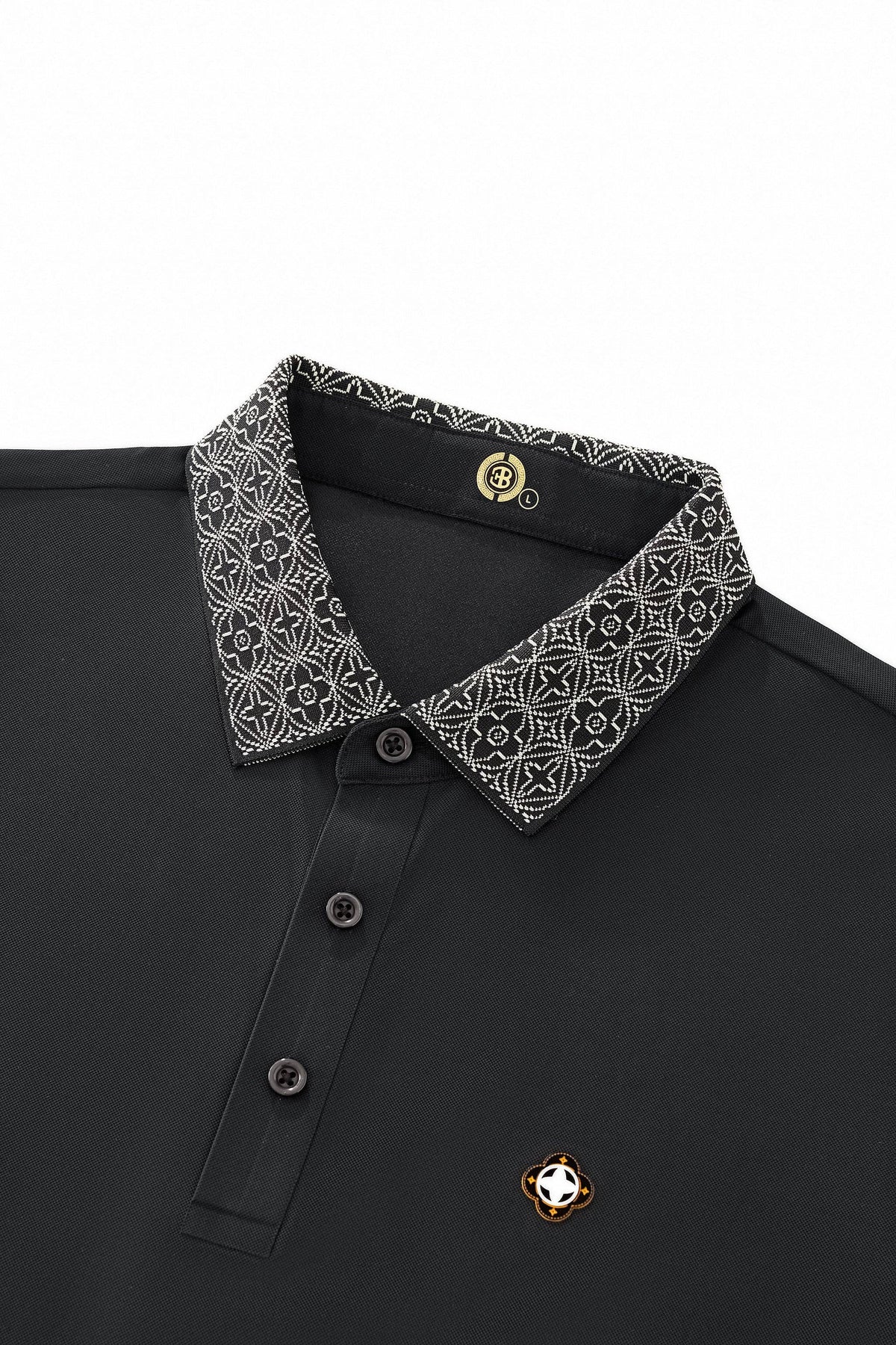 Pattern Trim Performance Polo – El Baron-BLACK