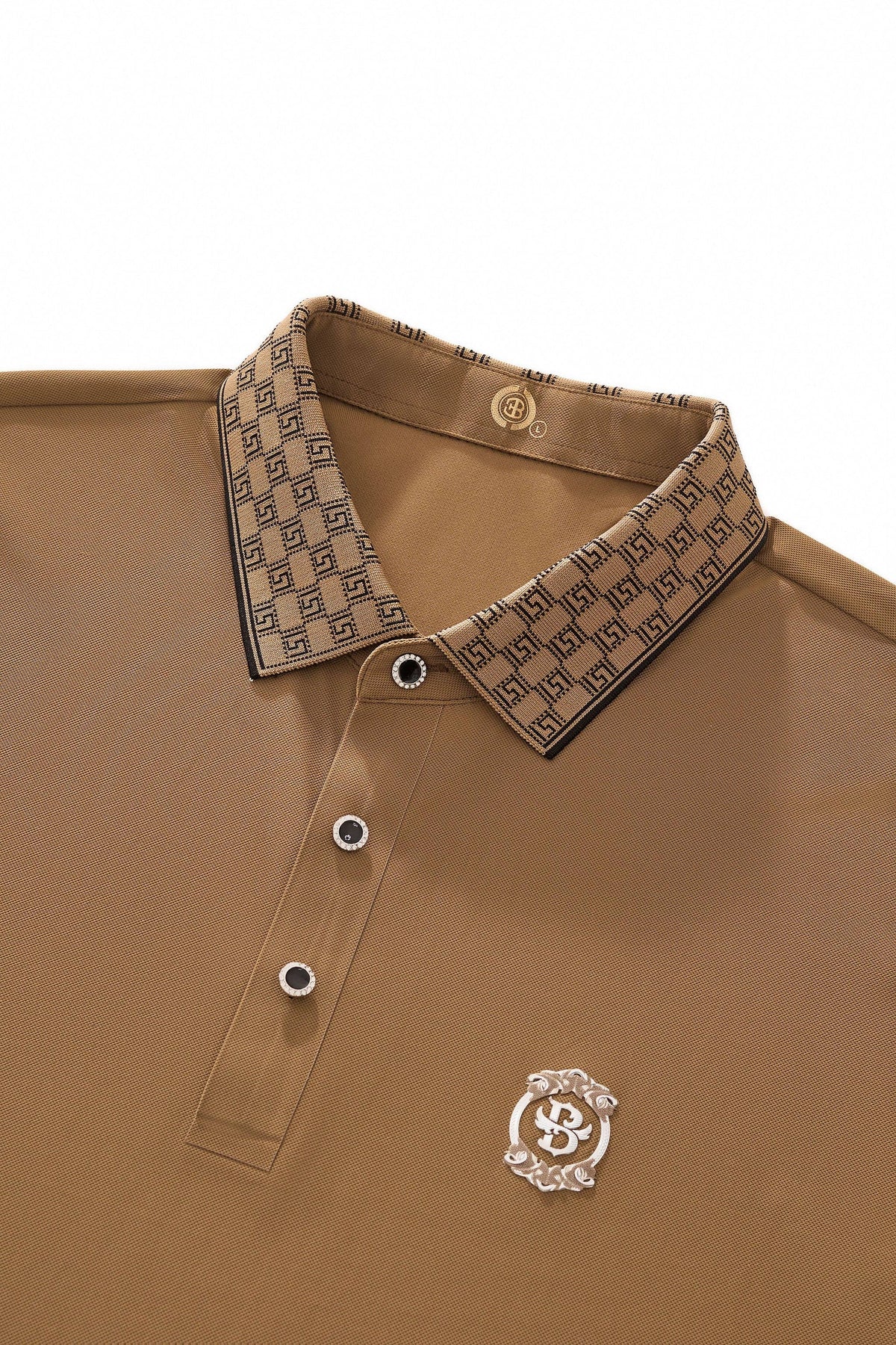 Monogram Trim Performance Polo - El baron-KHAKI