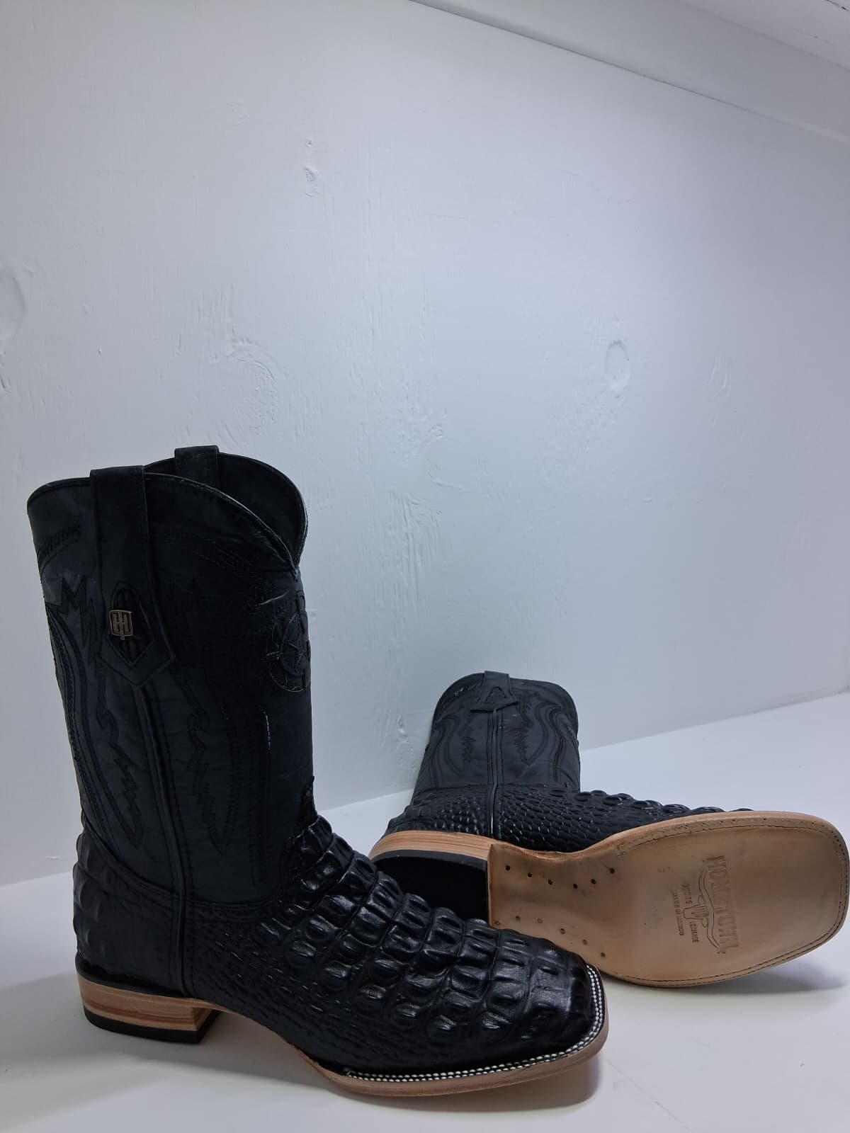 Men's Leather, Lomo Moreletti Print Boots Black